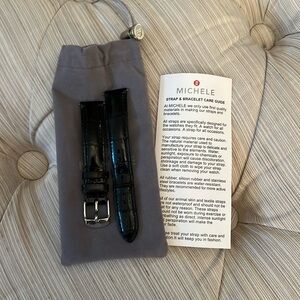 Michele Genuine Alligator black watch band size 16m